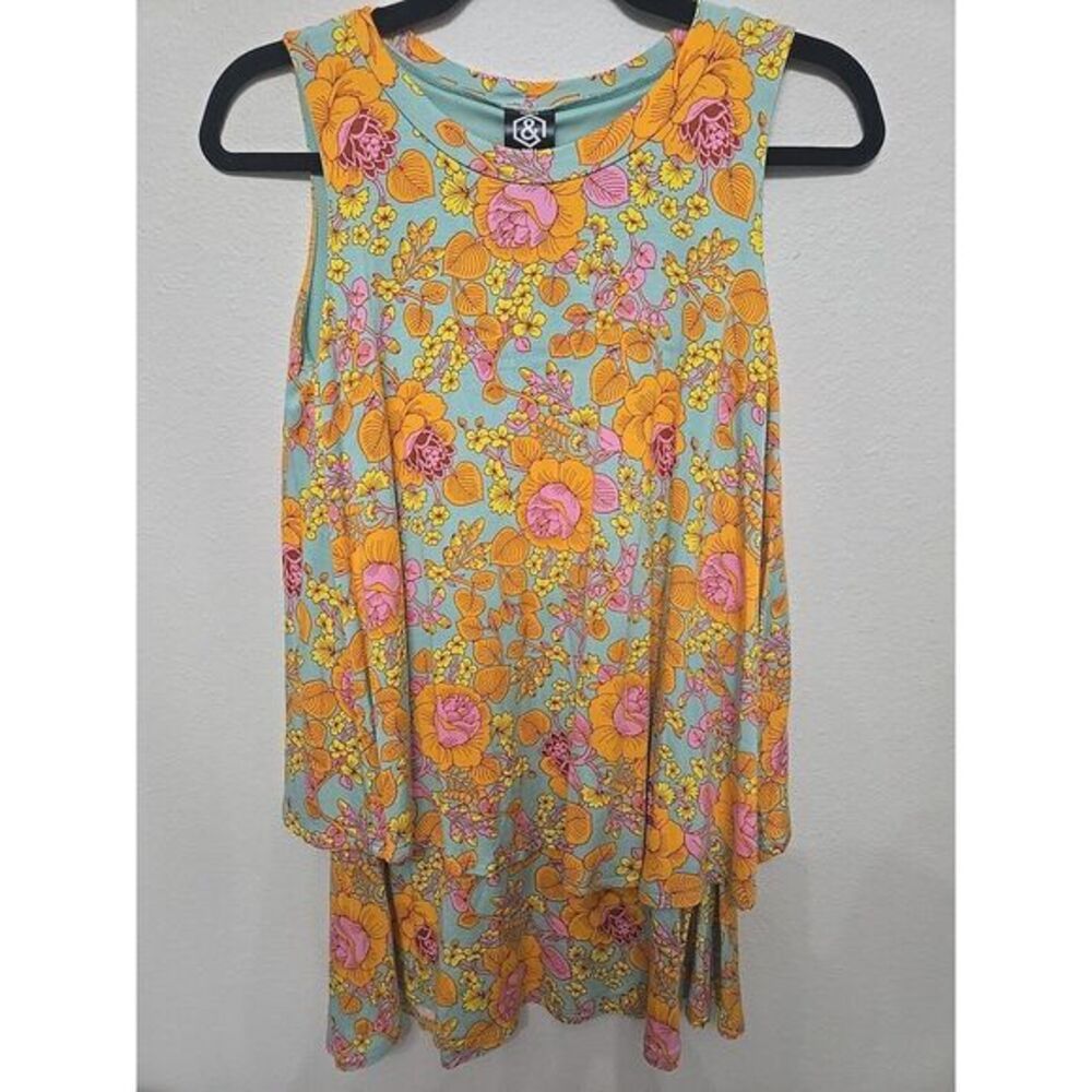 Agnes & Dora I Got You Babe Sage Double Layer Tank Womens XS